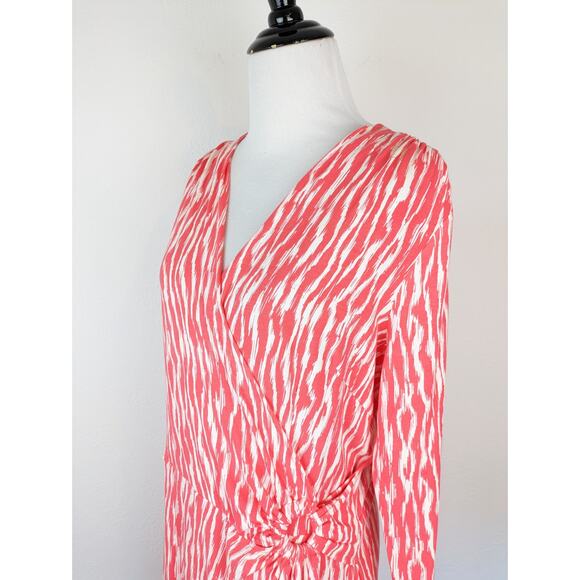 Pendleton Breezeway Dress Faux Wrap Ikat Coral Pink White Spring Summer Size M - Picture 5 of 16